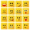 Set of square yellow emoticons and emojis