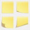 Set of square yellow sticky notes