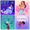 Set of squared banners about emotional support animal flat style
