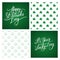Set of St. Patrick\'s Day greeting cards and backgrounds. St. Patrick\'s Day lettering. Shamrock seamless pattern.