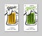 Set of St. Patrick`s Day party flyers. Illustration of a beer m