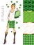 Set of St. Patrick`s Day Patterns. Lovely girl in a hat