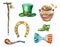Set for St. Patrick`s Day, watercolor painting on a white background, clipart, isolated.