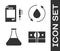Set Stacks paper money cash, Contract money and pen, Oil petrol test tube and Oil drop icon. Vector