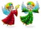 Set of Stained glass illustration , cute cartoon angels , coloured figures on a white background