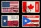Set of stamps with flags from North America
