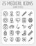 Set of standart outline medical icons