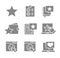 Set of star feedback gray icons. Customer review, rating, donation, social networks and more.