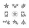 Set of star feedback gray icons. Customer review, rating, win, donation, social networks, quality control and more.