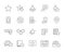 Set of star feedback line icons. Customer review, rating, win, donation, social networks, quality control and more.