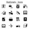 Set of Stationery  related vector icons. contains such Icons as pen, pencil, ruler, printer, notebook, laptop, scissor, binder,