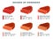 Set of steaks of varying degrees of readiness vector illustration in a flat design.