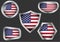 Set of steel badges with flag of USA