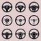 Set of steering wheel. Flat icons. Vector illustration