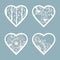 Set stencil hearts with flower. Template for interior design, invitations, etc. Image suitable for laser cutting, plotter cutting