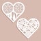 Set stencil lacy hearts with carved openwork pattern. Template for interior design, layouts wedding cards, invitations