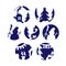 A set of stencils. Template for wood carving. Laser cut vector silhouette Christmas decorations and icons for your