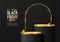 Set of steps realistic 3D black and golden cylinder stand podium in black friday concept. Luxury minimal scene for mockup product