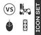 Set Stereo speaker, VS Versus battle, Computer mouse gaming and Game console with joystick icon. Vector