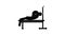 Set of stick figures barbell bench press, flat 4K animation.