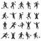 Set stick figures of football players, vector illustration.