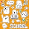 Set sticker doodle characters and school supplies