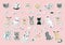 set stickers with cats. Hand-drawn vector doodle drawings, cute cats