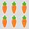 Set of stickers with cute cartoon carrot. Carrot emoji with different emotions. Flat vector