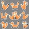 Set of stickers with cute foxes. Forest characters