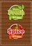 Set of stickers, farm fresh, spices. Natural product