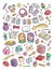 Set of stickers Friends and Friendship. Girls Design Elements. Vector colored Illustration