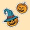 Set of stickers Halloween evil pumpkin