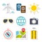 Set of stickers icon, Vacations time, Journey in holidays, Flat style vector illustration.