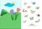 set of stickers insect world with background illustration for sticking