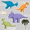Set of stickers stylized dinosaurs