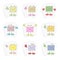 Set of stickers. Vector collection of funny cartoon envelopes