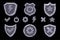 Set of stone menu shields icons for the game