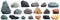 Set of stones. Image of various isolated stones or minerals
