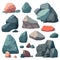 Set of stones. Image of various isolated stones or minerals