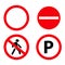 Set of stop road prohibition signs icons
