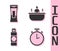 Set Stopwatch, Bottle of shampoo, Cream or lotion cosmetic tube and Bathtub icon. Vector