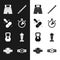 Set Stopwatch, Vitamin pill, Boxing short, Japanese katana, Kettlebell, Award cup, belt and Punch boxing gloves icon