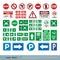 Set Street Sign, Evacuate Sign, Smoking Area / No Smoking Sign, Parking Sign, Stop, Fire Assembly Point Vector Template