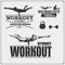 Set of Street Workout and fitness emblems and labels. Athletes illustrations and silhouettes.