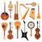 Set of stringed musical instruments classical orchestra art sound tool and acoustic symphony stringed fiddle wooden