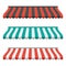 Set of striped awnings for shop and marketplace. Isolated and colorful. Flat design. Vector