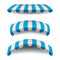 A set of striped blue white awnings, canopies for the store. Awning for the cafes and street restaurants. Vector