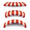 A set of striped red white awnings, canopies for the store. Awning for the cafes and street restaurants. Vector