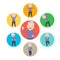 Set of strong elderly woman healthy from exercise various actions in circle chart