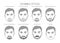 Set of Stubble Beard and mustache with name text style men face illustration Facial hair. Vector black grey portrait